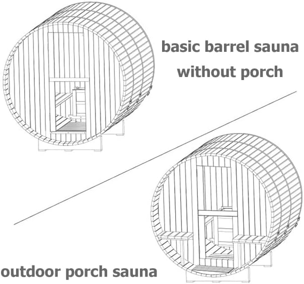 Aurgod Basic Barrel Sauna Outdoor 6 Person Canadian Red Cedar