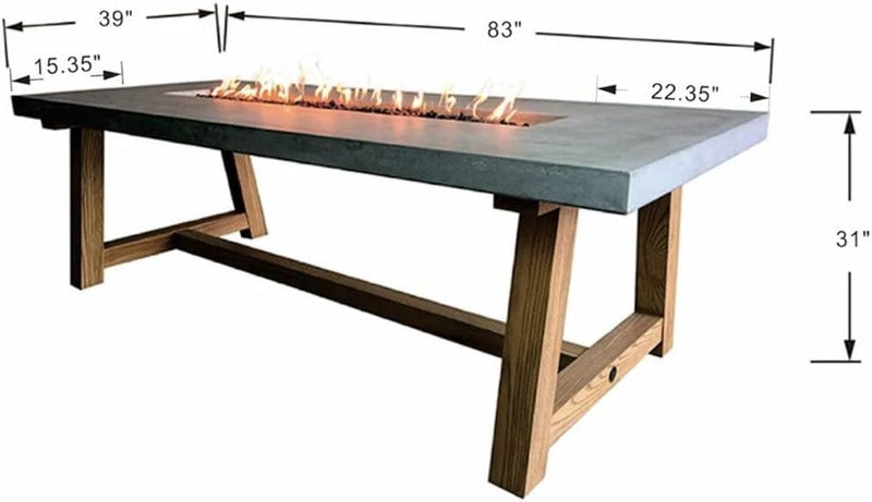 AMS Fireplace 635638339095 Elementi  Fire Table & Dining Table Combo
