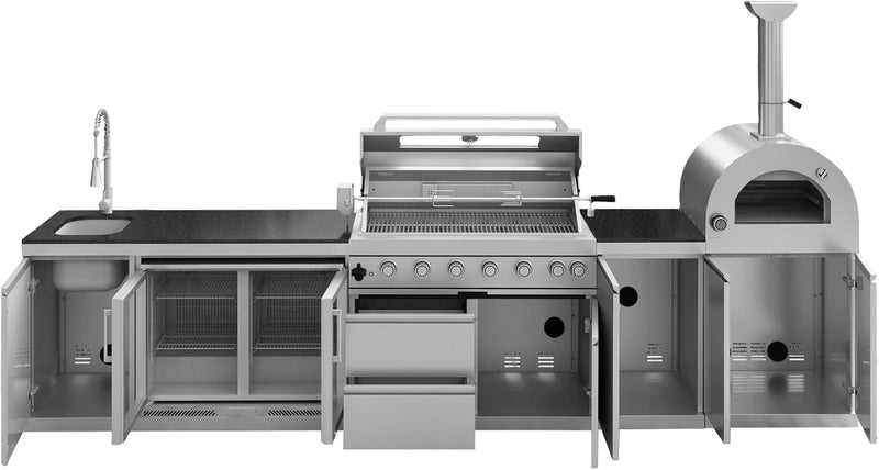 Vaztrlus Outdoor Kitchen Island,Propane BBQ Grill with Pizza Oven