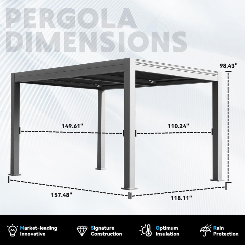 MELLCOM Motorized Pergola 10x13