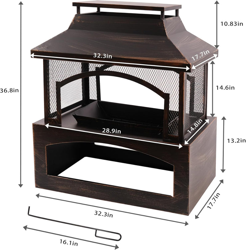 Red Mountain Valley 37" Wood Burning Outdoor Fireplace Fire Pit