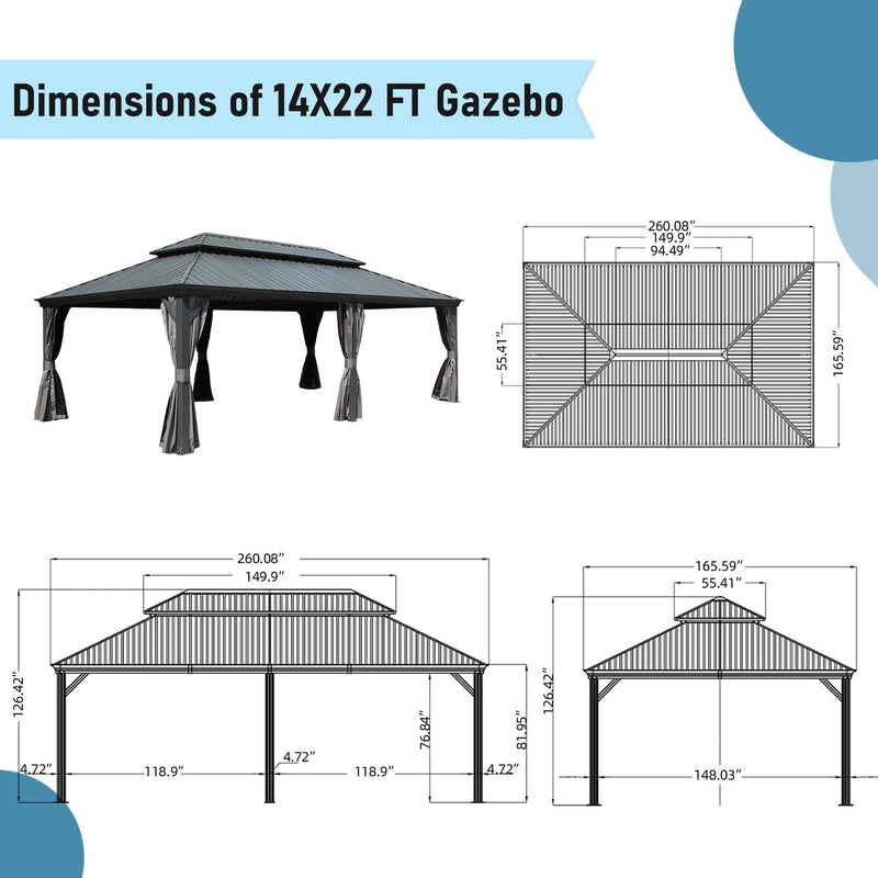 Ginkartu 750027631434 Outdoor Hardtop Pavilion