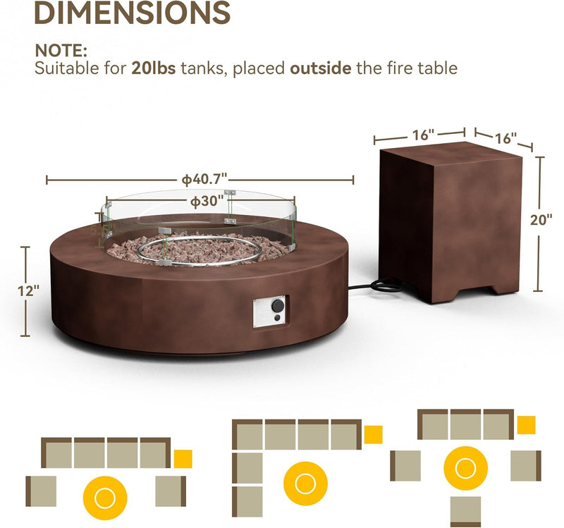 COSIEST 722385615937 Propane Firepit Table 42 inch