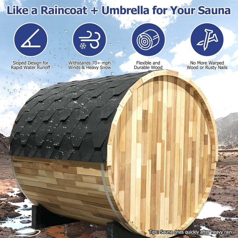 Aurgod Basic Barrel Sauna Outdoor 6 Person Canadian Red Cedar