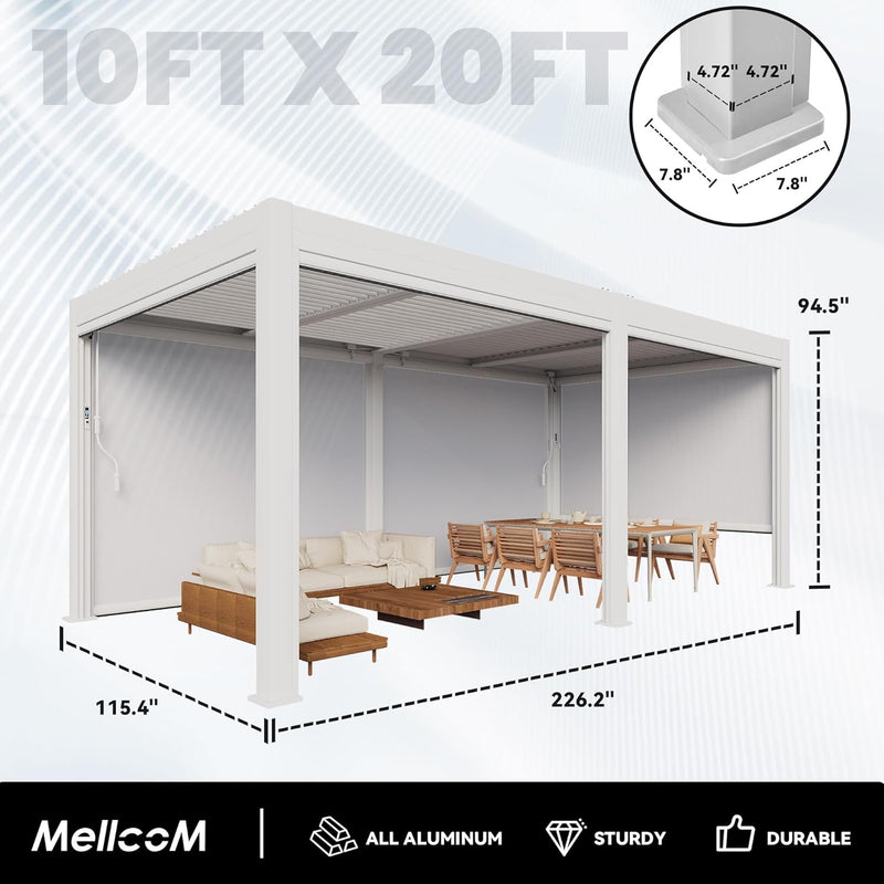 MELLCOM Motorized Louvered Pergola 10x20