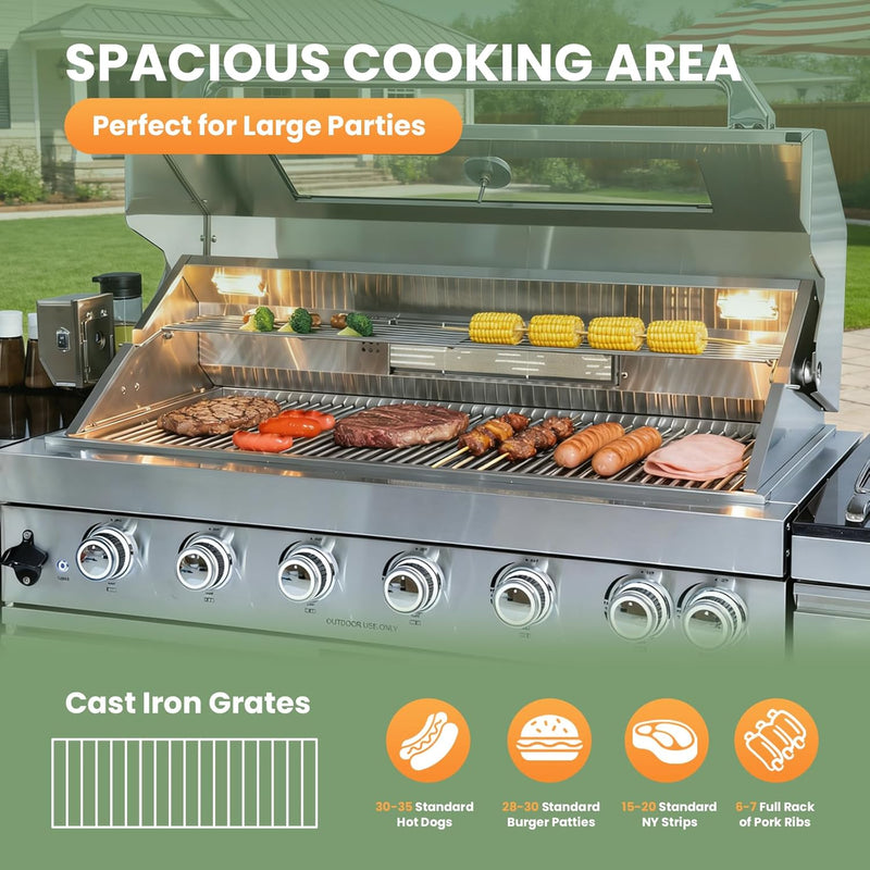Vaztrlus Outdoor Kitchen Island, Propane BBQ Grill w/ Pizza Oven