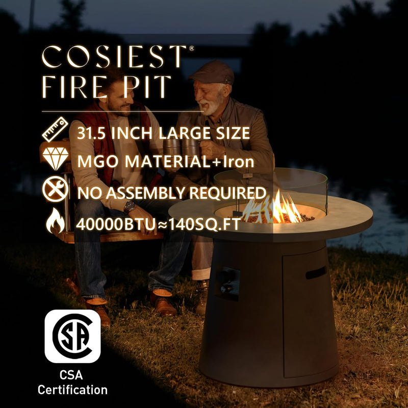 COSIEST 712636974463 31.5-inch Round Fire Pit Table