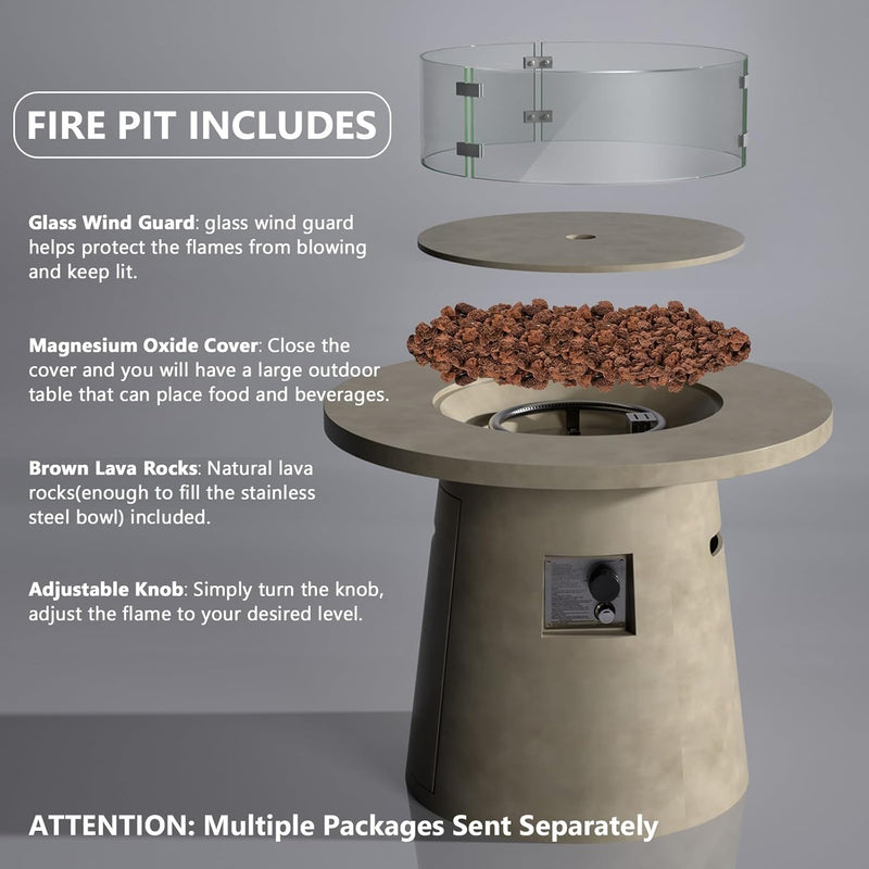 COSIEST 712636974463 31.5-inch Round Fire Pit Table
