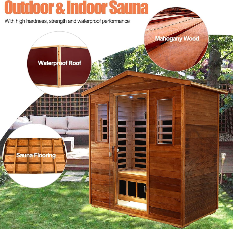 SalusHeat KM-903VT 3 Person Outdoor Wooden Infrared Sauna
