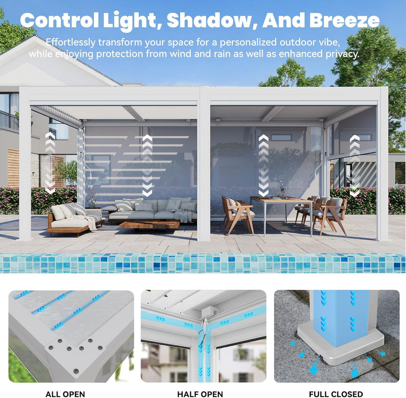 MELLCOM Motorized Louvered Pergola 10x20