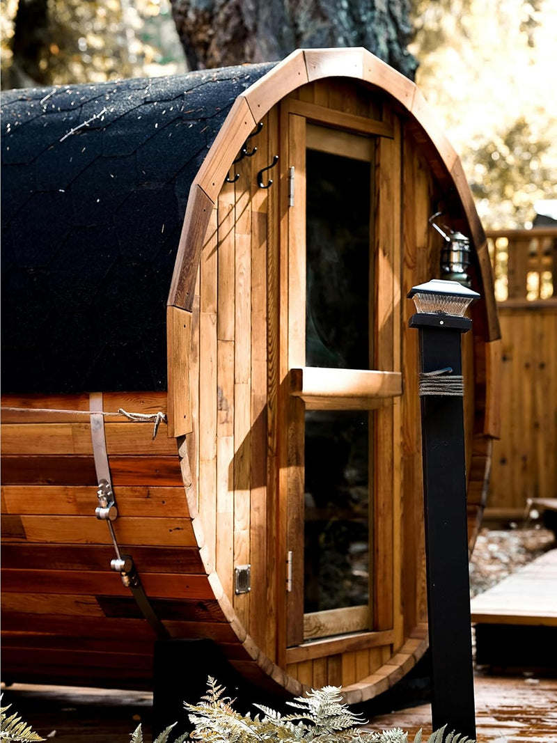 Aurgod Basic Barrel Sauna Outdoor 6 Person Canadian Red Cedar