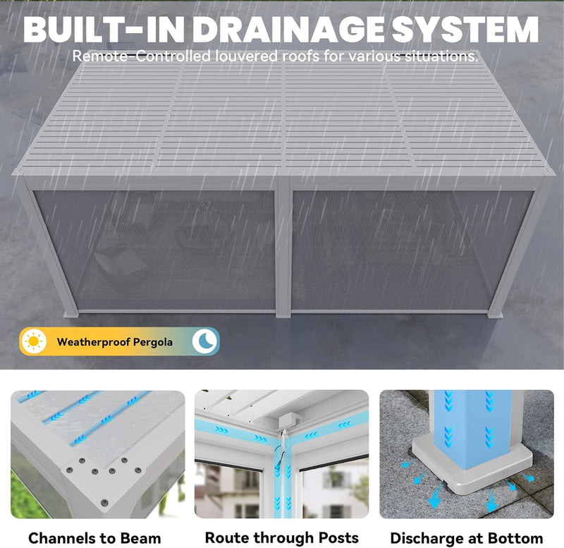 MELLCOM Motorized Louvered Pergola 10x20