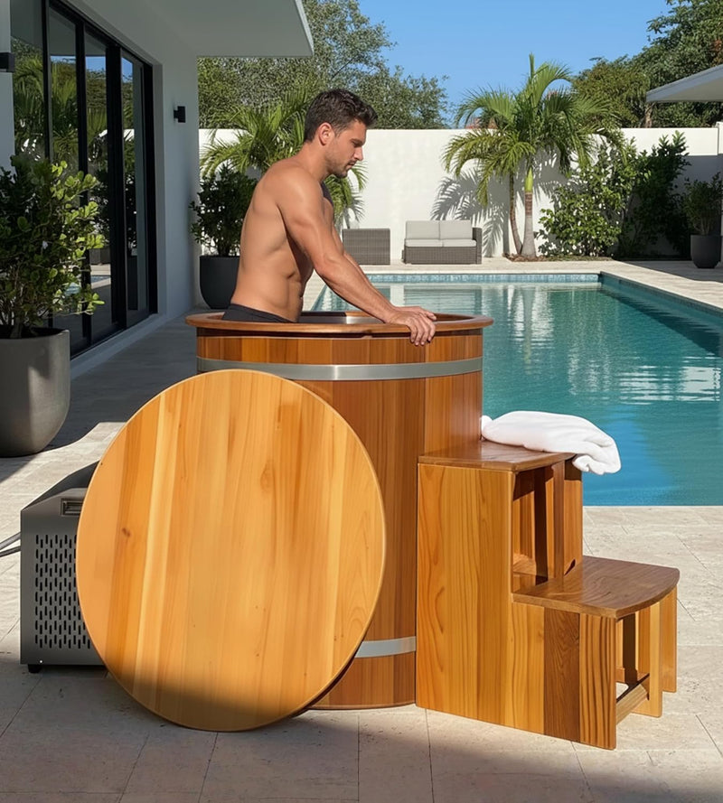 Aurgod 763011060400 Cold Plunge Barrel Tub 1 Person Cold Hot System