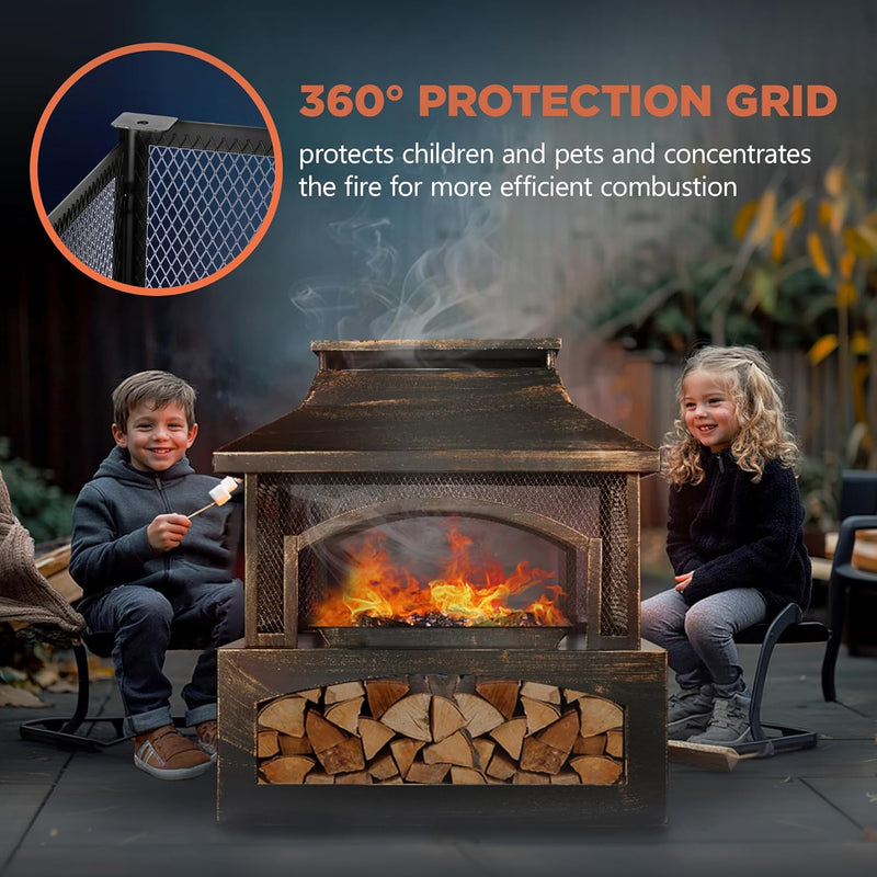 Red Mountain Valley 37" Wood Burning Outdoor Fireplace Fire Pit