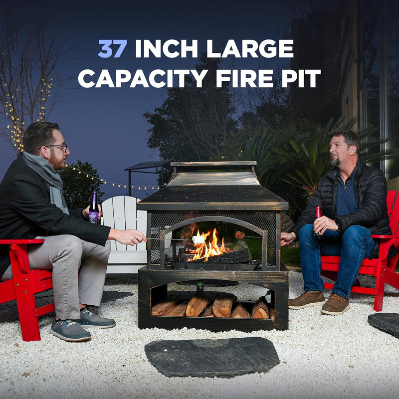 Red Mountain Valley 37" Wood Burning Outdoor Fireplace Fire Pit