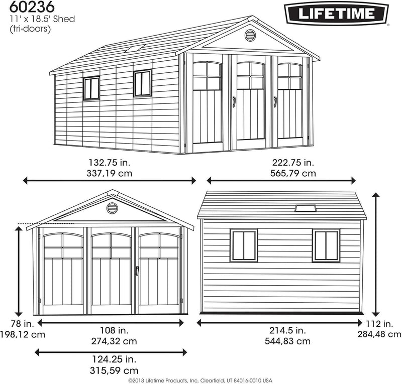 Lifetime 60236 11' x 18.5' Outdoor Storage Shed