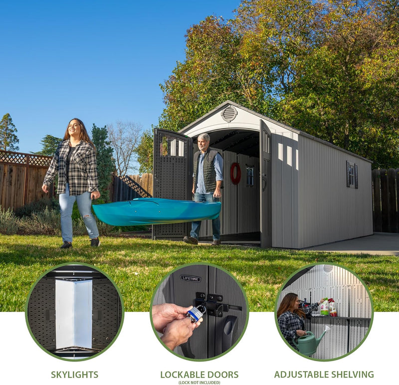 Lifetime 60470 Outdoor Storage Shed, 8x20 Ft