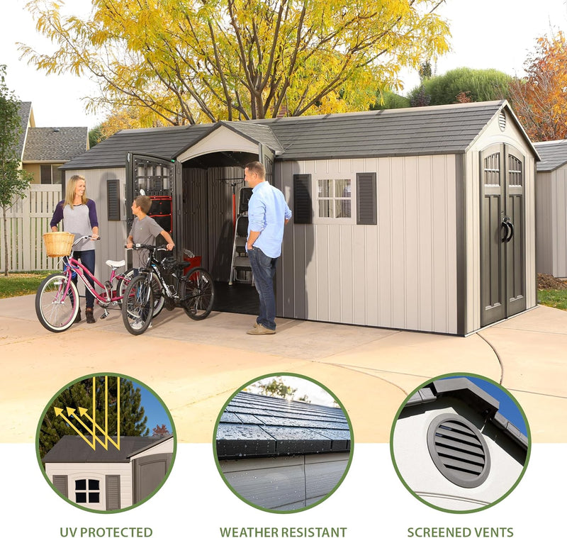 Lifetime 60127 20 x 8 Ft. Outdoor Storage Shed w/ Lockable Doors