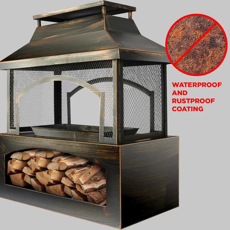 Red Mountain Valley 37" Wood Burning Outdoor Fireplace Fire Pit