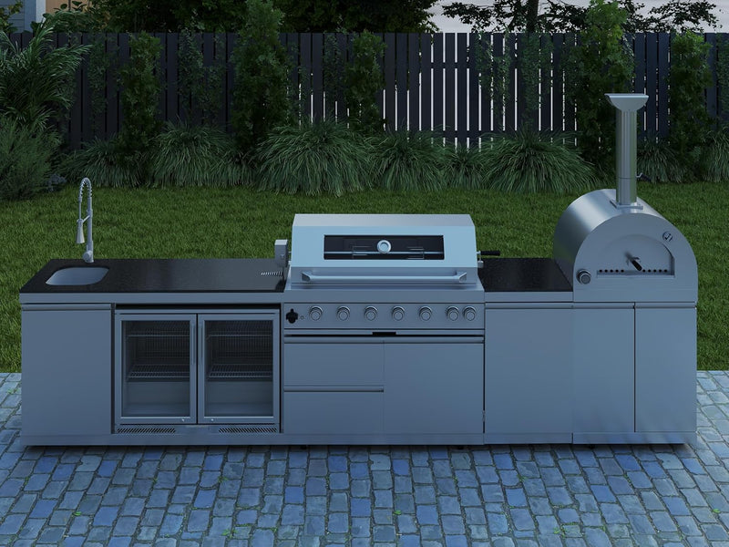 Vaztrlus Outdoor Kitchen Island,Propane BBQ Grill with Pizza Oven