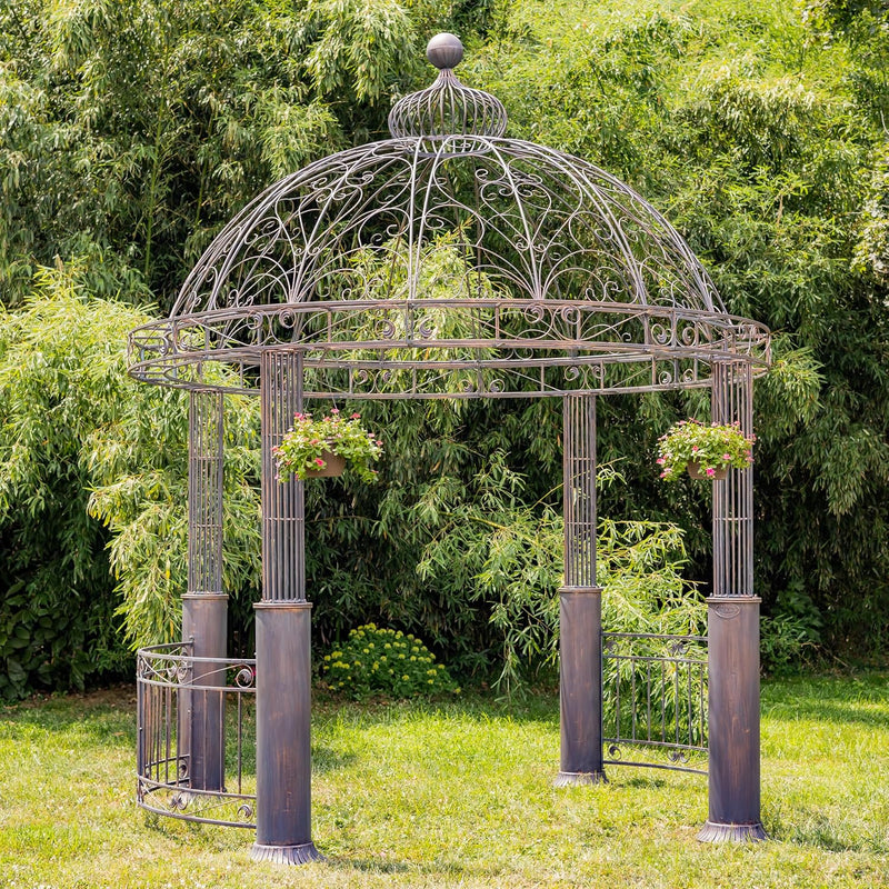 Zaer 880210177156 13.8ft. Iron Garden Gazebo Medillín 1972" (Antique Bronze)